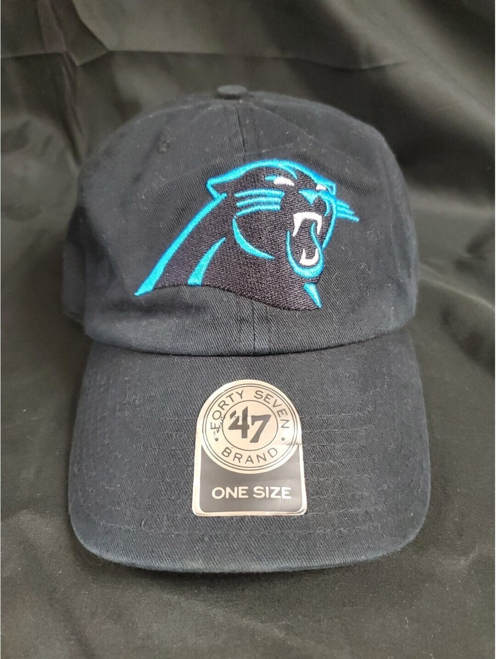 '47 Carolina Panthers NFL Clean Up Black Adjustable Strap Hat Cap NEW